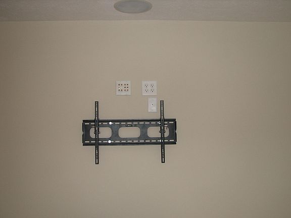 wall mount with surround sound.  Completely wired for entertainment
