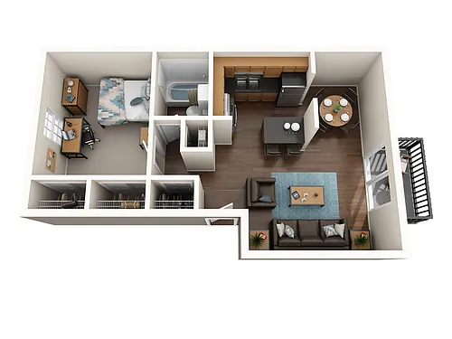 Floor plan 1 Bed 1 Bath