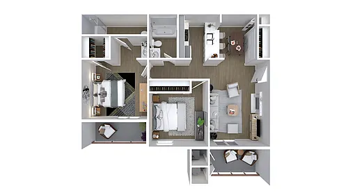 Floor plan 2x2-836-Full Renovation-Gray and White