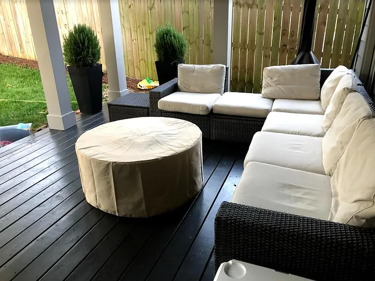 Huge back porch! Great for entertaining or relaxing! Wired for television and speakers.