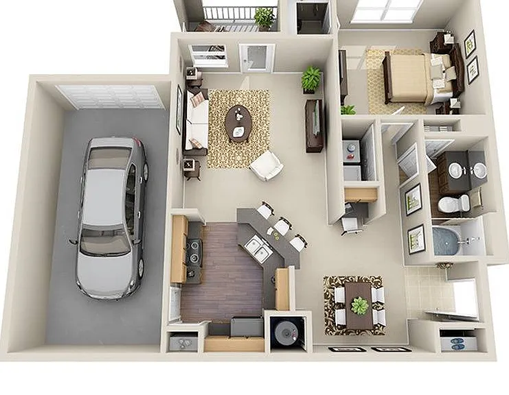 1 Bedroom | 1 Bath | 890 SF | Attached Garage 1 Bedroom | 1 Bath | 890 SF | Attached Garage