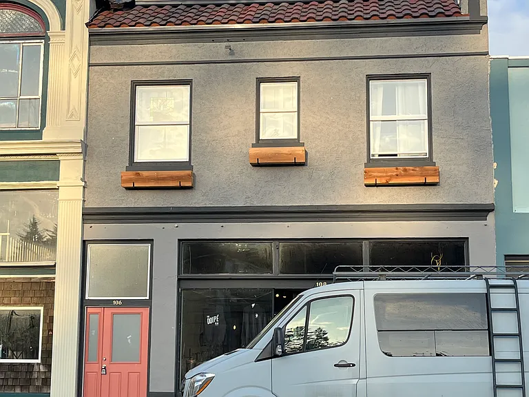 Front door and building.