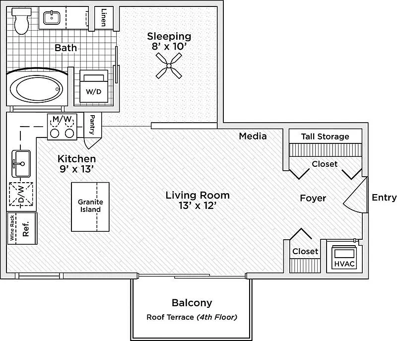 Floor plan Studio - 569sf
