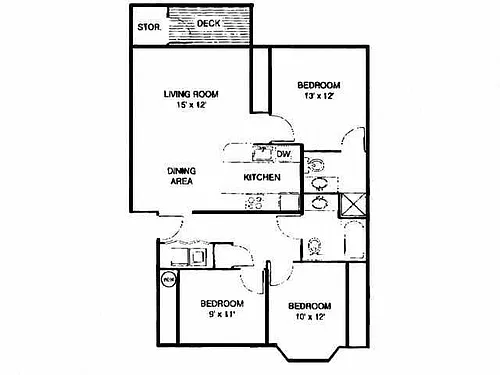 Floor plan 3 Bedroom / 2.0 Bath