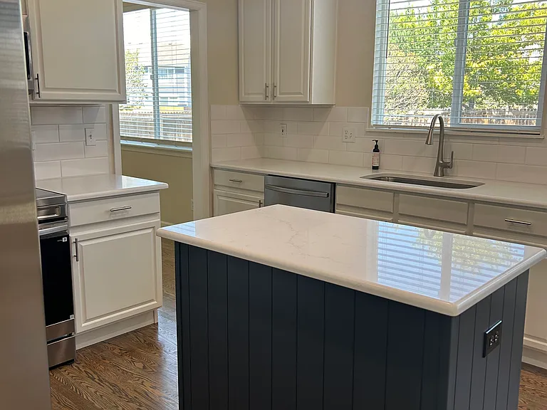 Sink window overlooking backyard