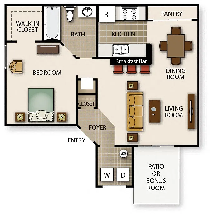 Floor plan One Bedroom One Bath