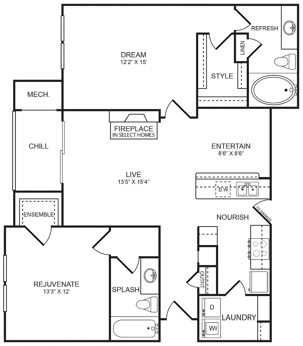 Floor plan 2 Bedroom, 2 Bathroom 1,124 SF 22B
