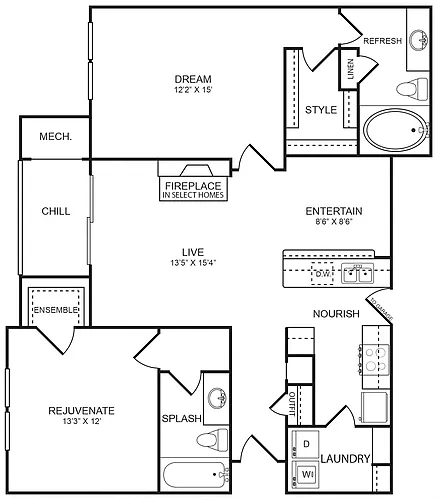 Floor plan 2 Bedroom, 2 Bathroom 1,124 SF 22B