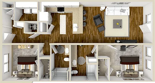 Floor plan B3 - 2BR 2BA