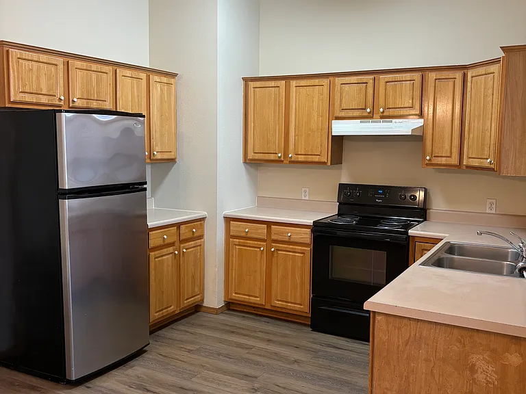 Freshly painted walls, new flooring, led lighting, whirlpool dishwasher, disposal, corner turntable cabinet, self-cleaning stove/oven, stainless refrigerator all included