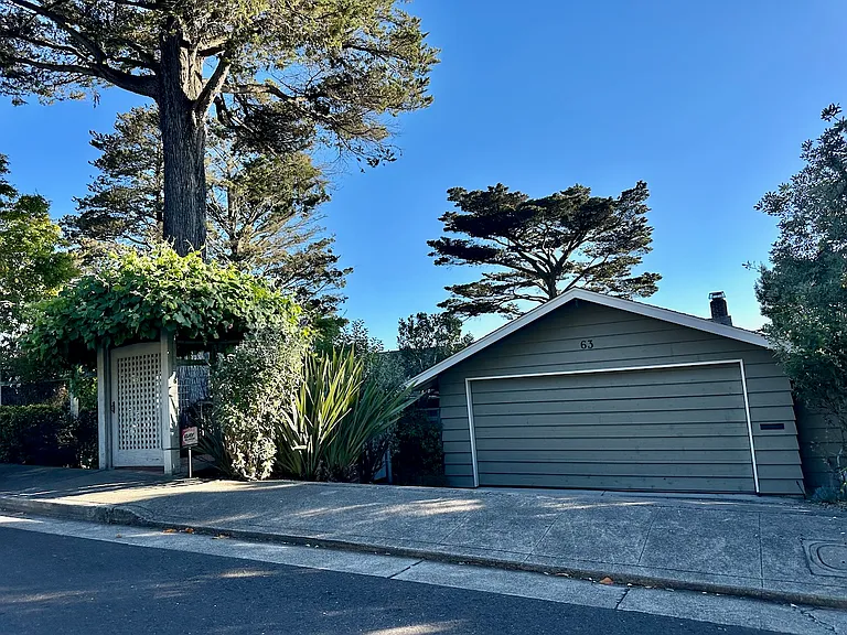 Driveway and 2 car garage. There are 2 gates, side walk level and one driveway level.