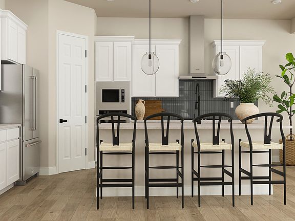 Large granite island in the kitchen