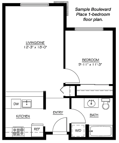 Floor plan 1 Bed 1 Bath