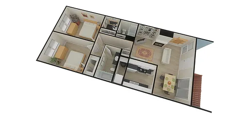 Floor plan Two Bed Two Bath Downstairs