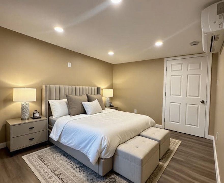 Virtually staged master bedroom