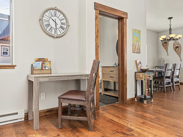 Desk area next to living room