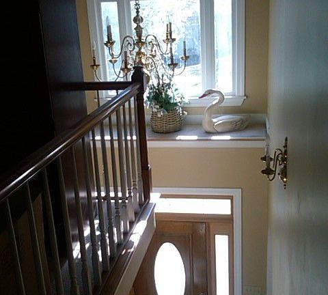 view from top of stairs