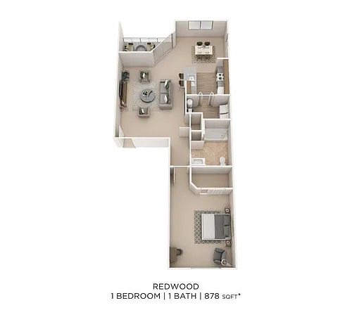 Floor plan One Bedroom-878 sqft