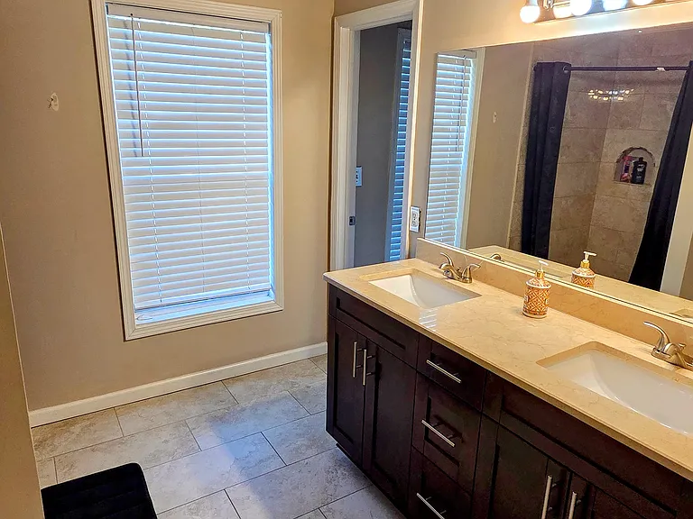 Master bathroom twin sinks