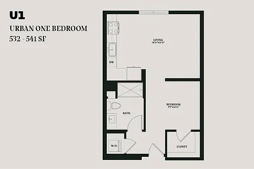 Floor plan Alba Urban One Bedroom U1
