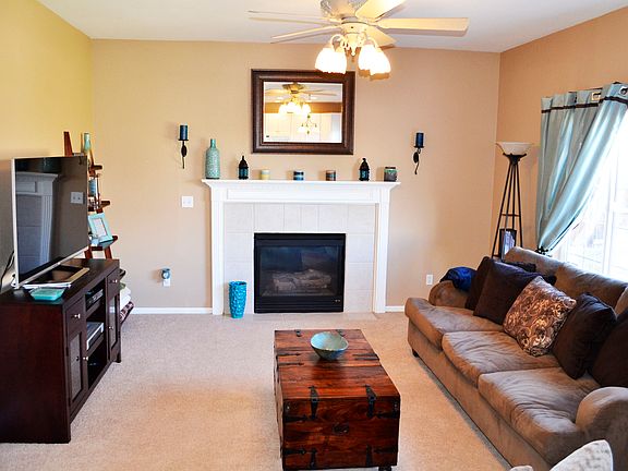 Family room with fireplace.