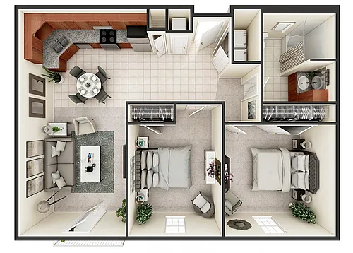 Floor plan 2 Bedroom 1 Bathroom
