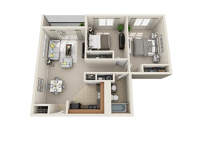 Floor plan 2 Bed 1 Bath