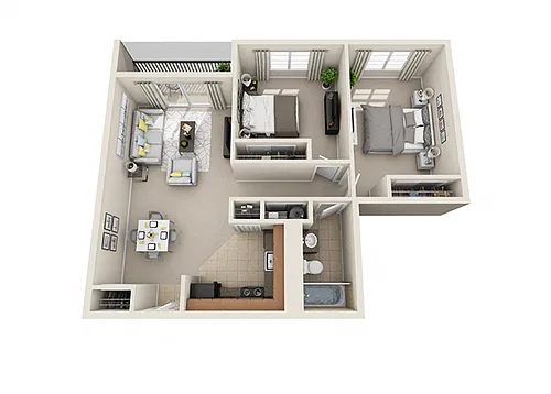 Floor plan 2 Bed 1 Bath