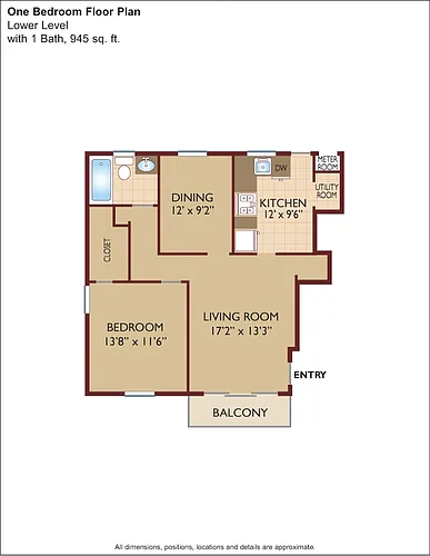 Floor plan $1.97/sq.ft. - One Bedroom