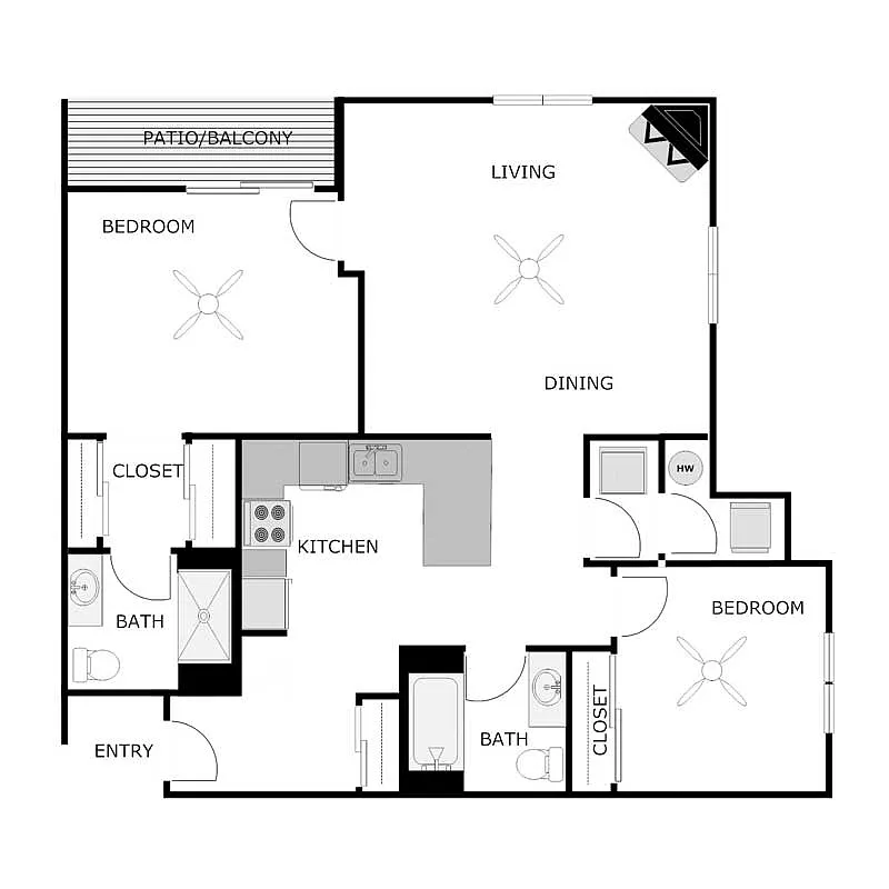 Floor plan 2 Bedrooms 2 Bathrooms Fowler