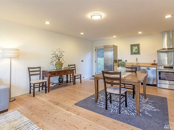 As you enter.  Siding is fir finished with hardi-board underneath.