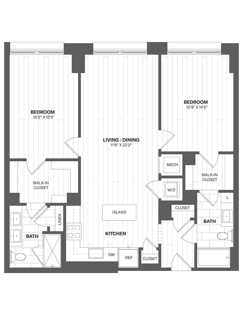 Floor plan 2B2 - 2 Bed/2 Bath