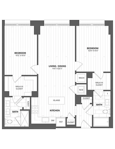 Floor plan 2B2 - 2 Bed/2 Bath