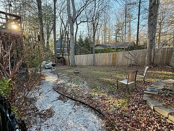 gravel path into backyard