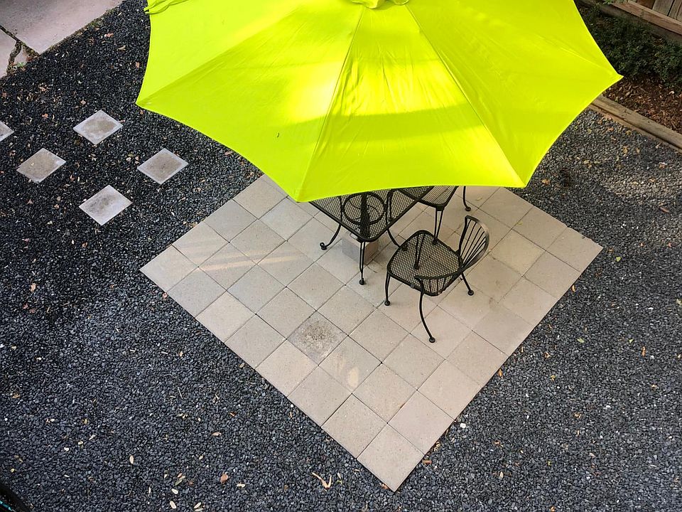 View of lower courtyard from patio deck