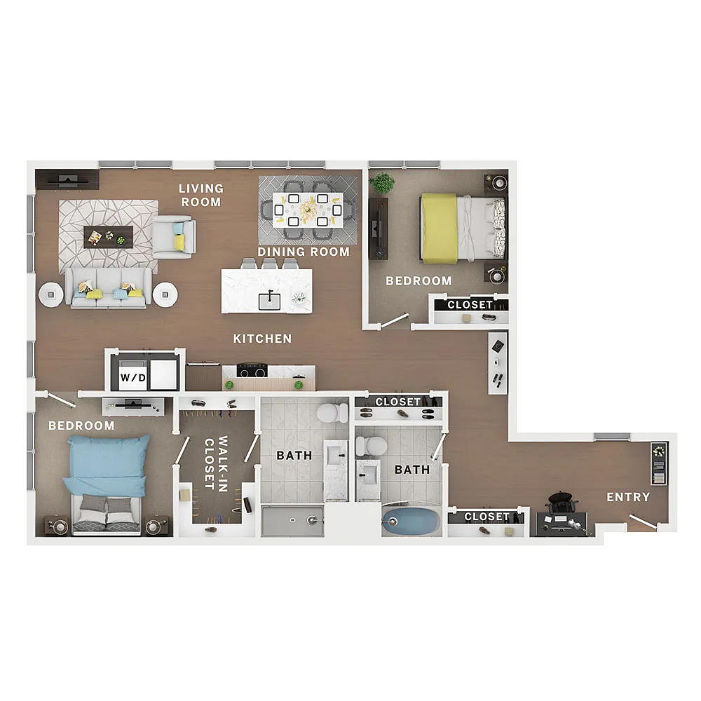 Floor plan 2BR/2BA - Aladdin