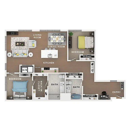 Floor plan 2BR/2BA - Aladdin