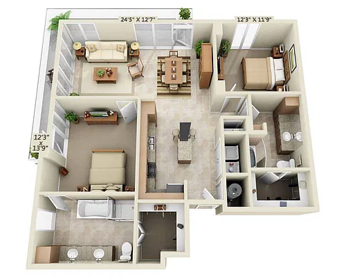 Floor plan Two Bedroom B2F