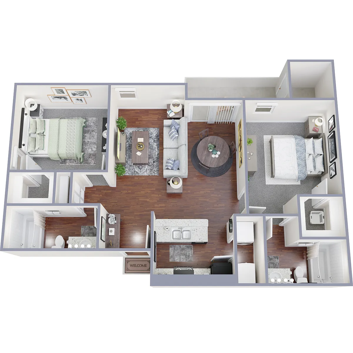 Floor plan 2 Bedroom 2 Baths