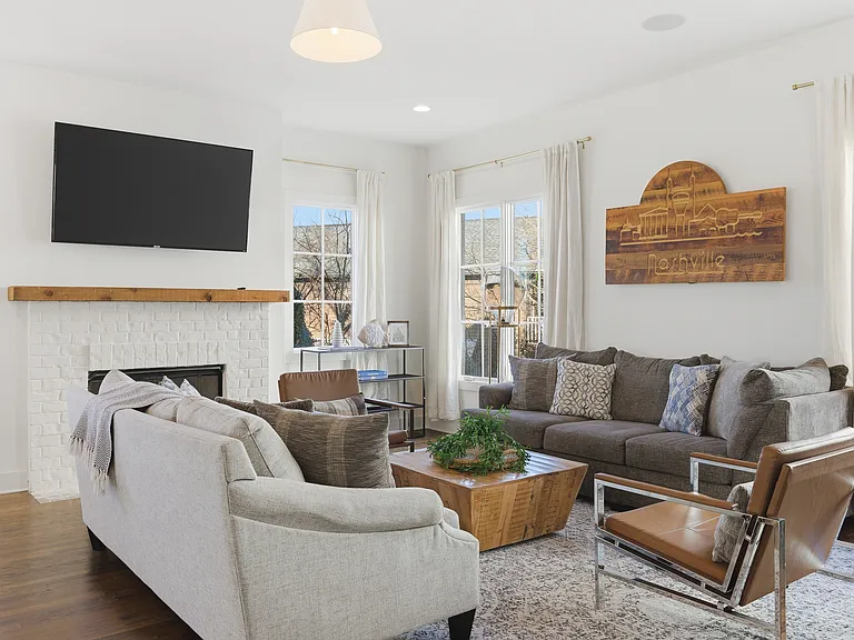 Cozy living room with fireplace and a Smart TV with all the streaming apps you could want!