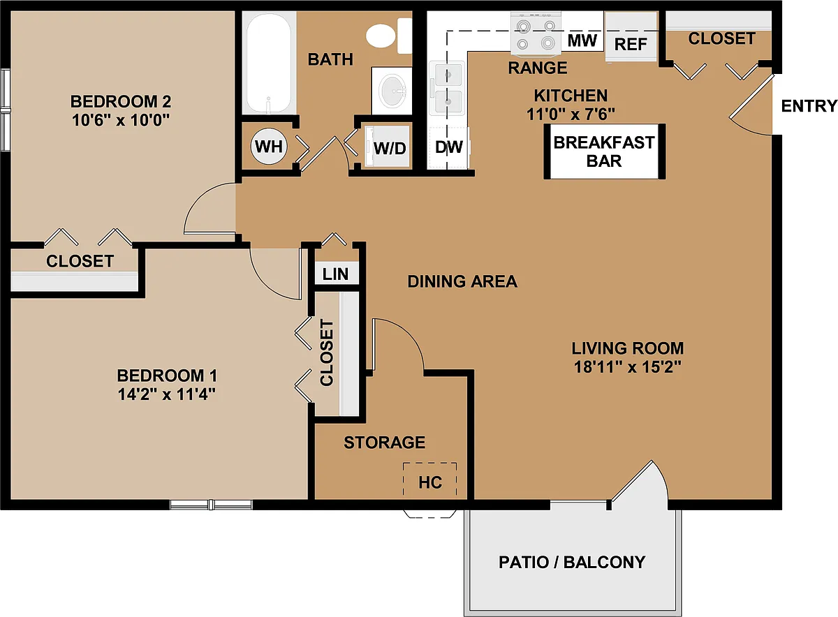Floor plan 2B1B-G