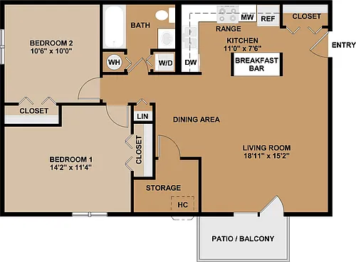 Floor plan 2B1B-G