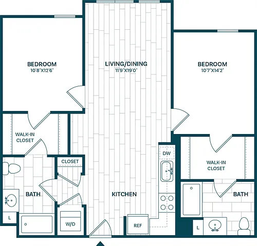 Floor plan 2 Bed/2 Bath-B6