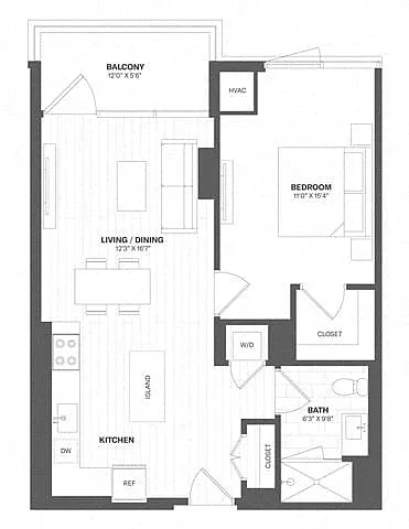 Floor plan 1 Bed/1 Bath-a62