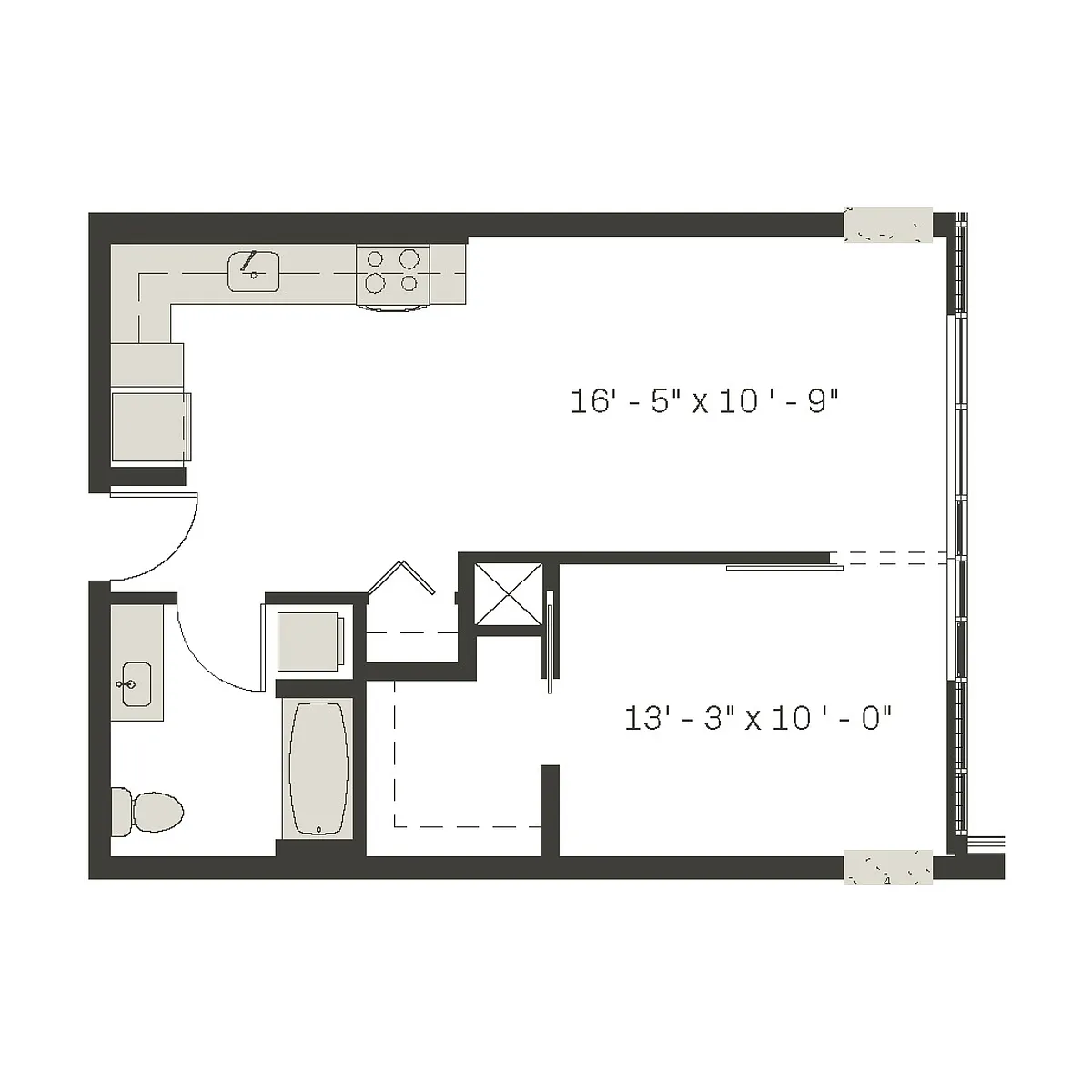 Floor plan 1 Bed/1 Bath-a2.1