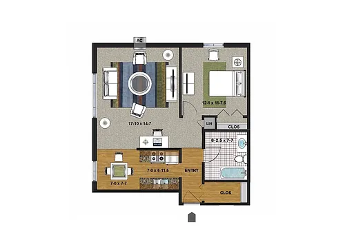 Floor plan One Bedroom A