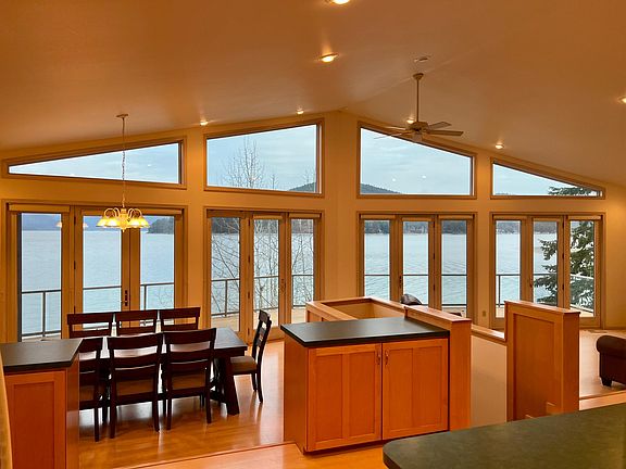 View of dining and living area from the kitchen