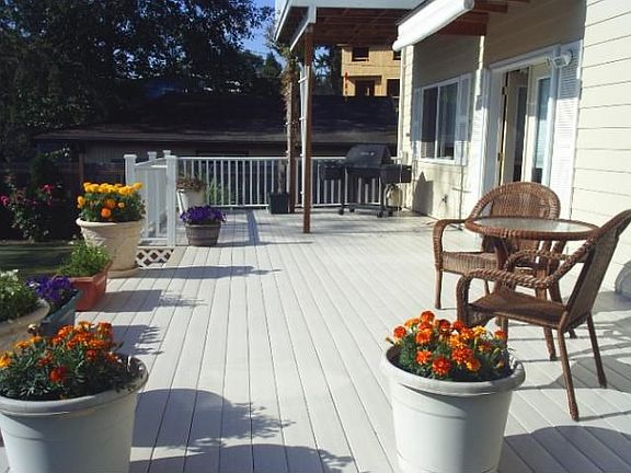 Recycled plastic "maintenance free" deck.