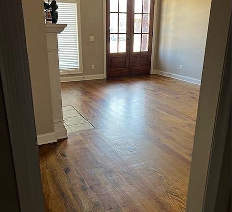 Looking at front door from the family room