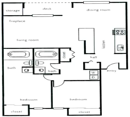 Floor plan 2 Bedroom / 2.0 Bath